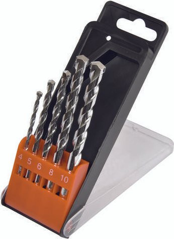 AVIT AV08010 Hartmetall Stein-Spiralbohrer-Set 5-teilig mit Zylinderschaft, Farbe: Silber - Bild 1