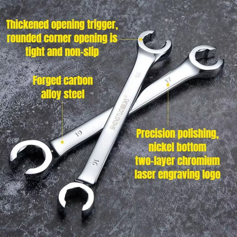 Ölrohr-Blare-Mutter-Schraubenschlüssel-Set in Silber, 6–27 mm, offener Bremsschlüssel für Autoreparaturen und Demontagearbeiten - Bild 2