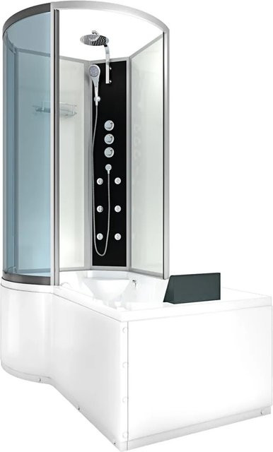 AcquaVapore Kombination Badewanne und Dusche K50-R02 Eckbadewanne mit Duschtempel in Weiß, B/T/H: 100 x 170 x 55 cm - Bild 1
