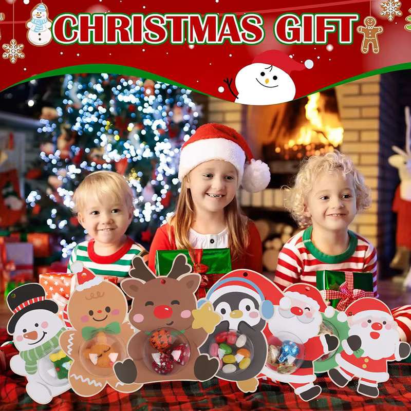 Transparentes Weihnachts-Süßigkeiten-Verpackungsset mit Schneemann-Design und Anhänger für deine Baumdekoration - Bild 2