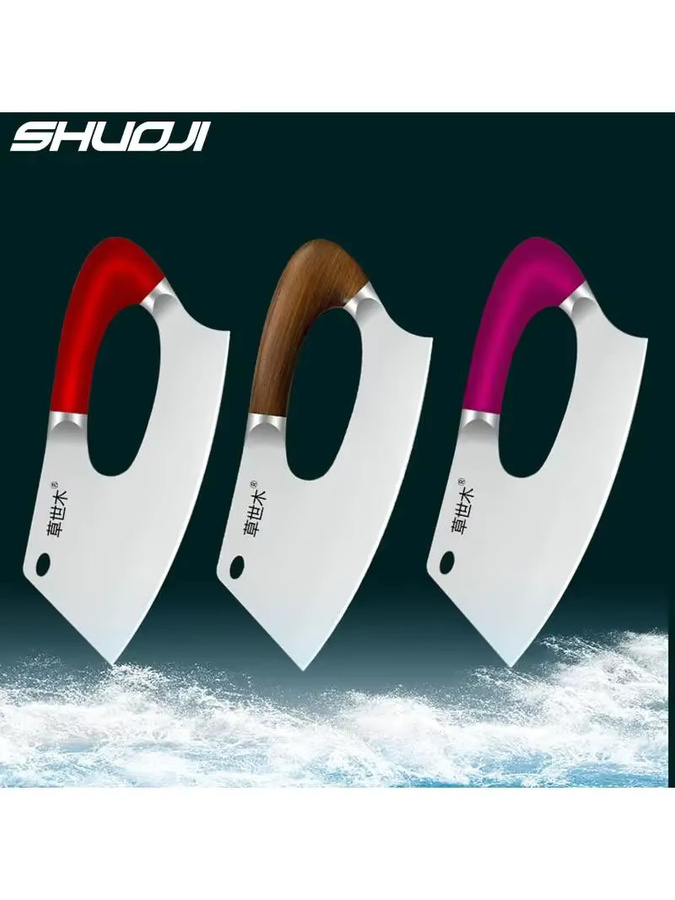 SHUOJI Hackmesser aus Edelstahl 5Cr15mov in Rot für Fleisch und Gemüse - Bild 4