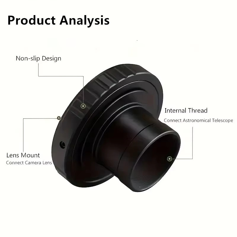 Datyson Teleskop-Kamera-Aufnahmeadapter mit T2-Ring und 31,7 mm Vollmetall-T-Typ-Objektivadapterring in Schwarz, geeignet für DSLR-Kameras von Nikon, Sony, Canon EOS, Olympus OM, Minolta und Pentax PK - Bild 2
