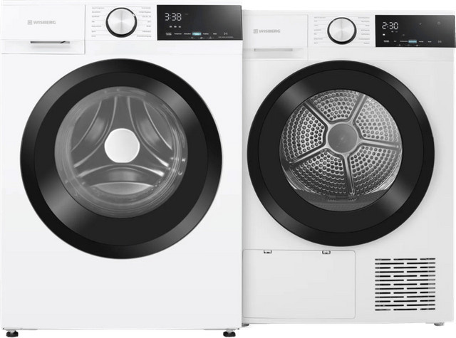Wisberg Waschmaschinen-Set WBWM1A3W8DE und WBDR1BW8DE in Weiß mit Dampfprogrammen und Quick Wash - Bild 1