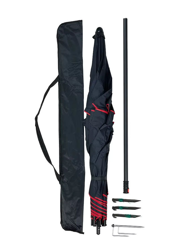 Regen- und Sonnenschirm für Outdoor-Camping und Strand mit verstellbarer Einstellrichtung, 1,8–2,6 m, Schwarz und Orange - Bild 3