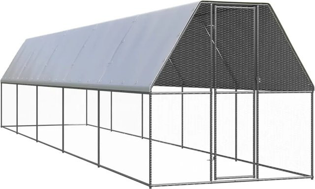 vidaXL Outdoor-Hühnerkäfig aus verzinktem Stahl in Silber und Grau, B/T/H: 10 x 2 x 2 m - Bild 1