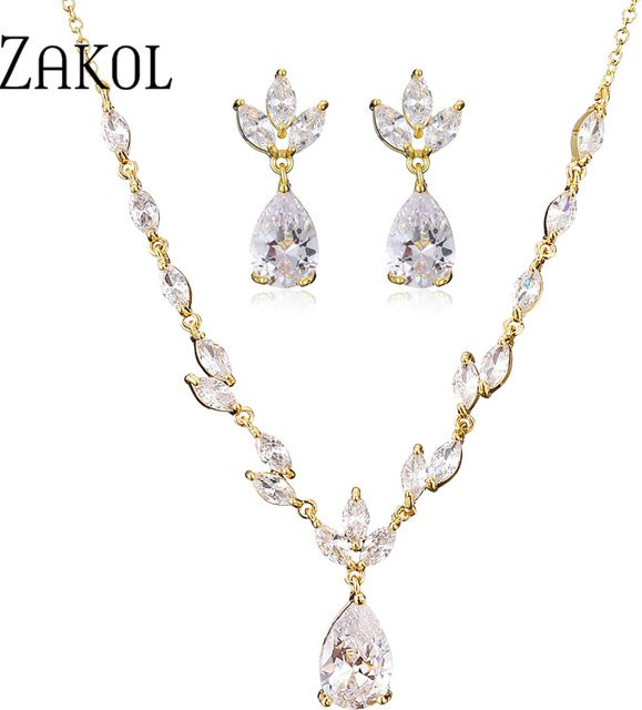 ZAKOL Schmuckset Halskette, Ohrringe, Zirkonia, Gold, Damen - Bild 1