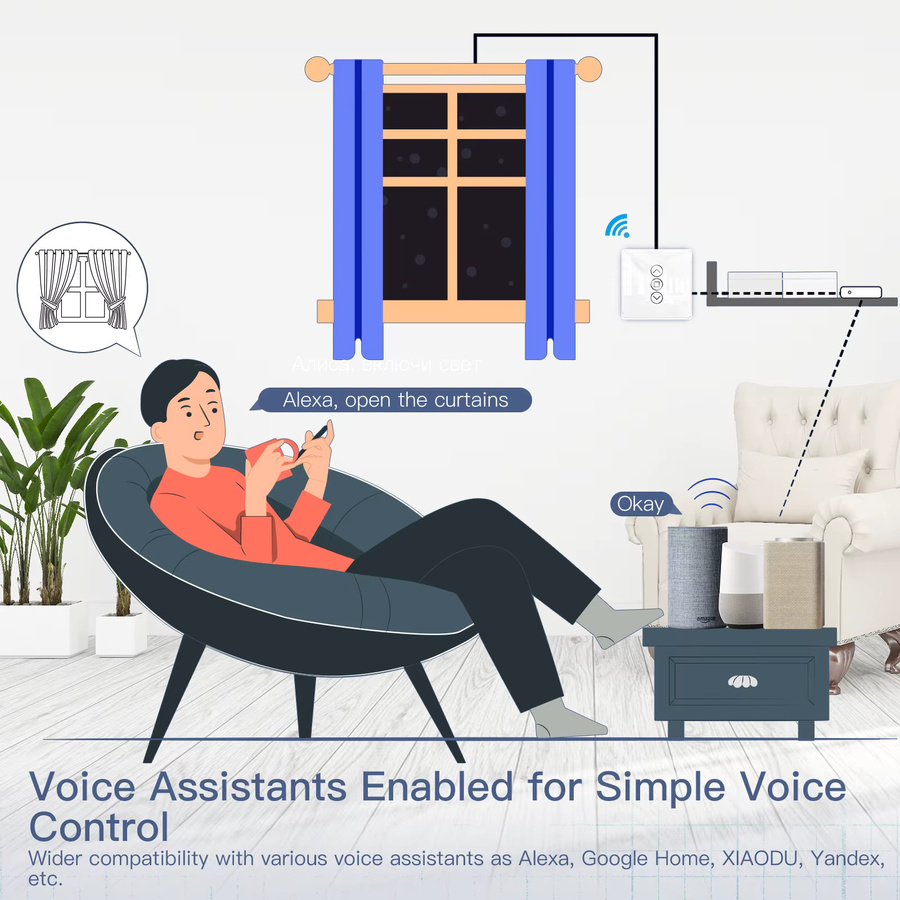 MOES WiFi Smart Vorhang Schalter mit 2,5D Arc Glas Touch Panel in Weiß für Rollos und Fensterläden, App-Steuerung und Kompatibilität mit Alexa und Google Home - Bild 5