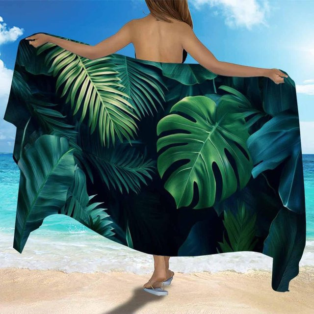 Ka Chen Muda Tropisches Blatt Pareo Stranddecke, schnelltrocknend und saugfähig, B: 40 cm, H: 60 cm - Bild 1