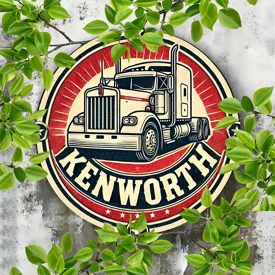 Potdemiel Rundes Aluminiumschild Kenworth Logo Design Retro Wanddeko Mehrfarbig Durchmesser: 20 cm - Bild 4