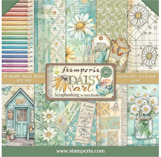 Stamperia Scrapbook-Block Daisy Art in Multicolor - Bild 1