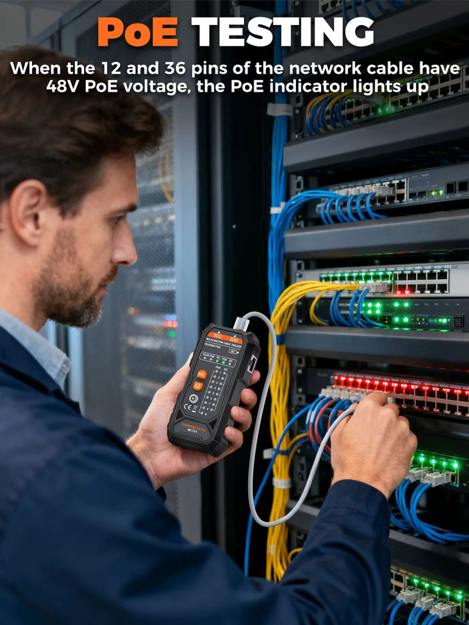 POROMETISTO MCT01 Netzwerkkabeltester mit PoE-Test und Crimping-Funktion für Cat5 und Cat6 in Schwarz - Bild 7