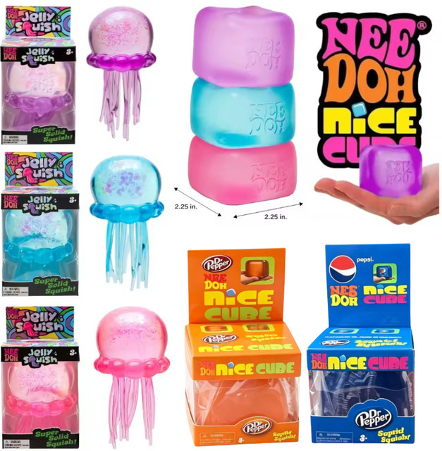 NeeDoh Quallen- & Würfel-Squish-Spielzeug, Weiches Jelly Squeeze, multicolour - Bild 1