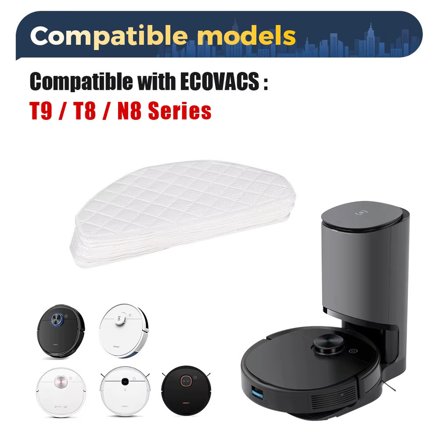 Ecovacs Einweg-Wischlappen in Weiß für Deebot Ozmo T8, T8+, T8 AIVI, T8 Max, T9, T9+, T9 AIVI, T9 Plus, N8, N8+, N8 Pro, N8 Pro+ und N8 Plus Roboterstaubsauger - Bild 2