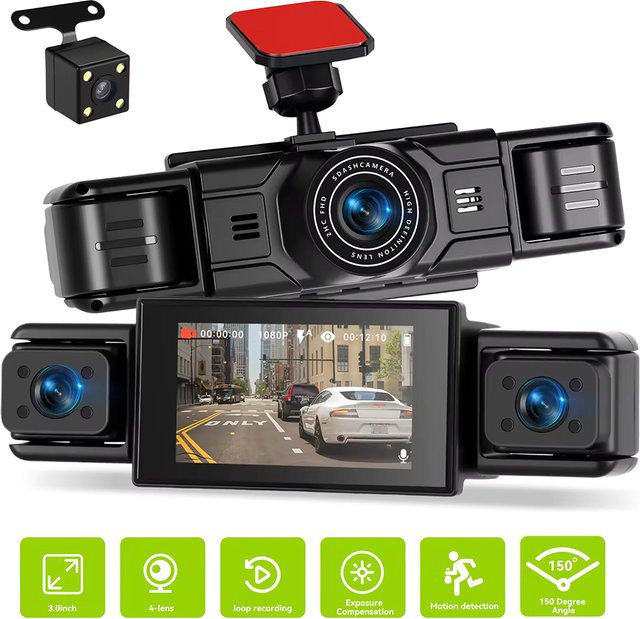 Podofo Full HD 1080P Auto Dash Cam mit Nachtsicht, Schleifenaufnahme und Bewegungserkennung, Schwarz - Bild 1