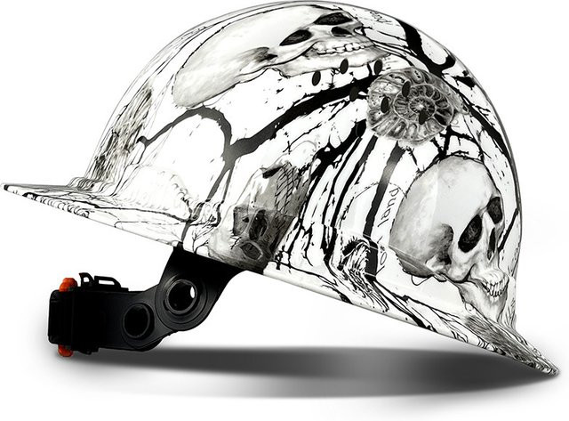 Aolamegs Schutzhelm mit Totenkopfmuster und voller Krempe, HDPE-Bauschutzhelm mit 6-Punkt-Futter und atmungsaktiver Funktion, ANSI-zertifiziert - Bild 1