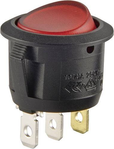 TRU Components Wippschalter R13-112B Rot 230V 250V/AC 6A 1 x Aus/Ein rastend - Bild 1