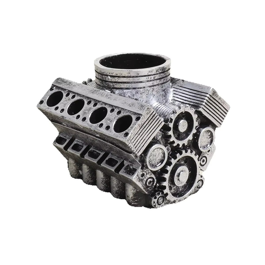V8 Motor Stifthalter als kreativer Auto-Motor-Organizer in Silber für deinen Schreibtisch - Bild 3