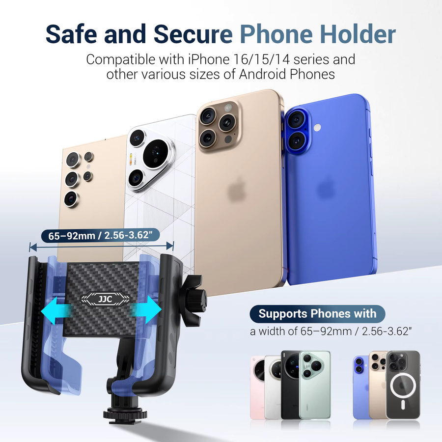 JJC Kamera-Blitzschuhhalterung für DJI Osmo Action 5 Pro 4 3 sowie iPhone 15 16 und Samsung, 360 Grad Rotationshalterung mit 1/4 Zoll Anschluss, Schwarz - Bild 3