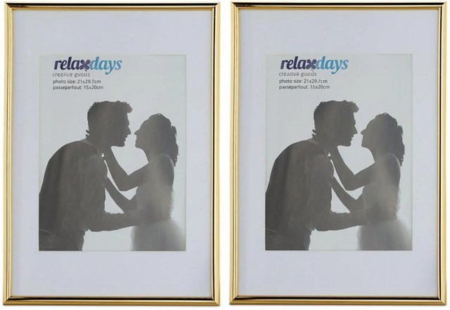 Relaxdays Bilderrahmen 2er Set in Gold aus Kunststoff, Glas und MDF, B/H/T: 30,5 x 29,7 x 2 cm - Bild 1