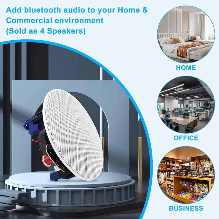 Herdio 4 Zoll 320 W Deckeneinbaulautsprecher in Weiß mit 4-Wege-HiFi-Stereo-Sound für Küche, Wohnzimmer und Arbeitszimmer - Bild 2