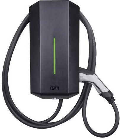 PCE Wallbox Typ 2 Mode 3 32A mit 1 Anschluss, 22kW, RFID und Schlüsselschalter, Schwarz - Bild 1