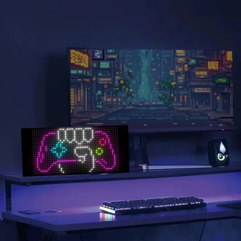 RGB LED Matrix Display mit APP-Steuerung und Musik-Synchronisation, Wasserdicht, Schwarz, B: 27 cm - Bild 2