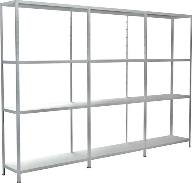 Schulte Regalwelt Steckregal-Set aus Metall mit 1 Grundregal und 2 Anbauregalen, Weiß, B/T/H: 260 x 35 x 180 cm - Bild 1