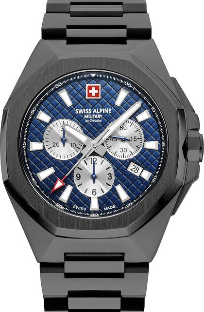 Swiss Alpine Military Chronograph, Quarz, Edelstahl, Blau, 42 mm, Herren - Bild 1