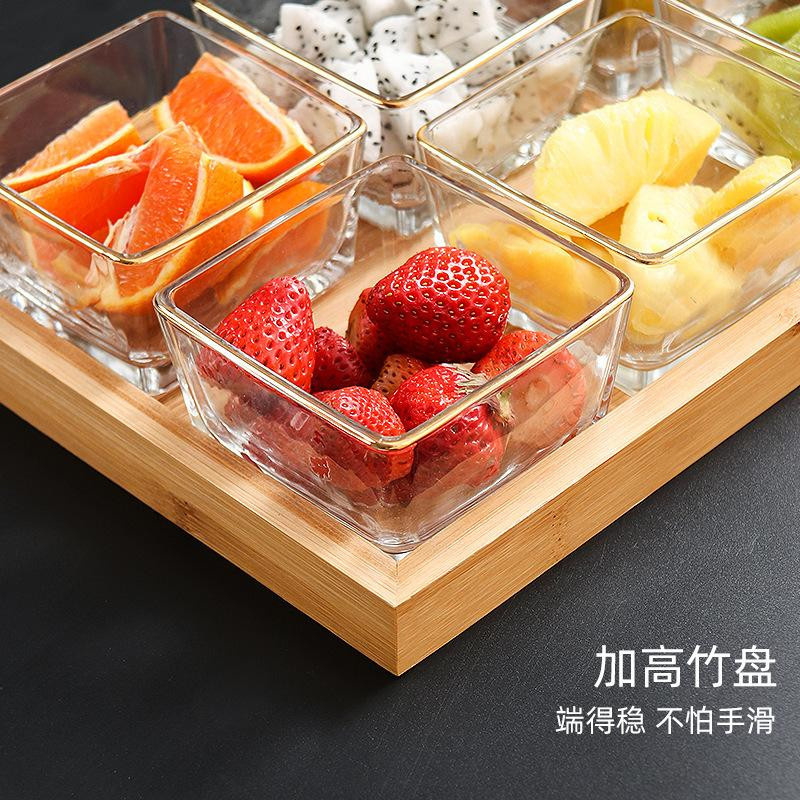 WJG Pretty B Set aus 2 quadratischen Glastellern mit Tablett in Transparent für Obst und Snacks - Bild 3