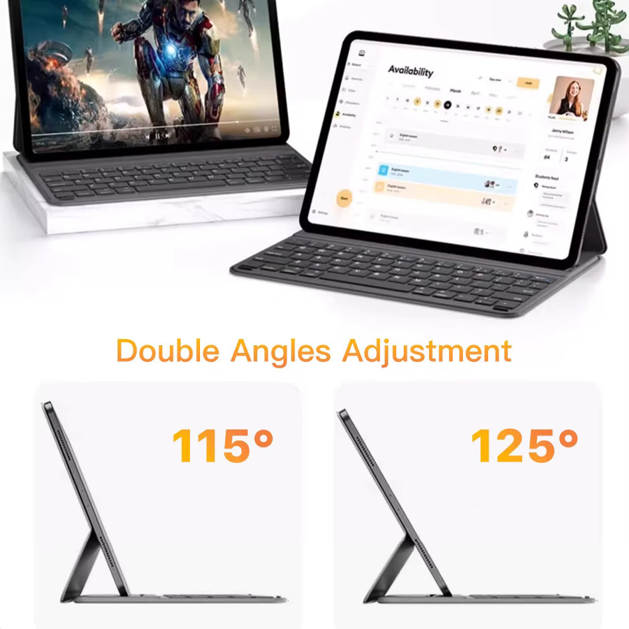EMTRA Magische Tastatur und Magnetische Hülle für iPad Pro 12,9 und 11 Zoll sowie iPad Air 4 und 5 in Grau - Bild 2