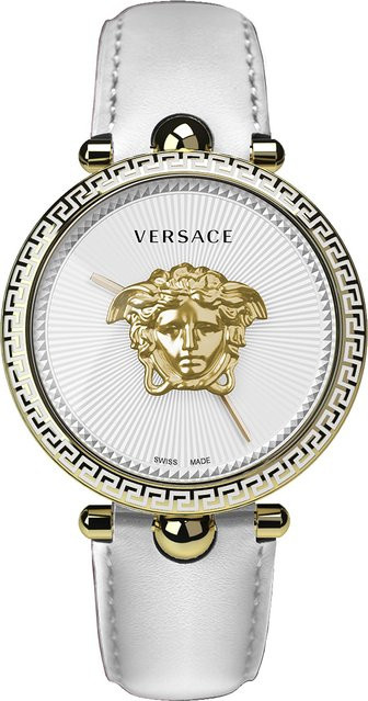 Versace Analoguhr, Quarz, Edelstahl, 39 mm, Leder, Weiß, Unisex - Bild 1
