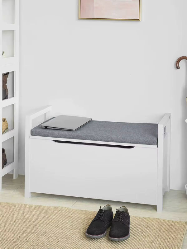 SoBuy FSR76-W Truhenbank mit Stauraum und Klappe in Weiß - Bild 5