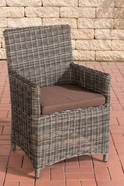 TPFGarden Gartenstuhl Fonda Sankt Marlo in Terrabraun und Grau-Meliert aus Rattan und Metall - Bild 1