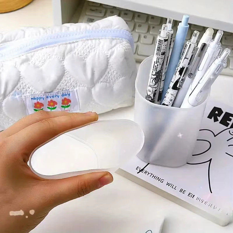 12 Stück transparente, mattierte Stifthalterbecher aus Kunststoff, stapelbare Aufbewahrungsbecher als platzsparender Büro-Schreibtisch-Organizer für dein Zuhause oder das Büro - Bild 3