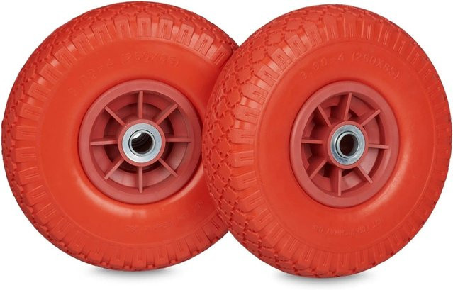 Relaxdays Sackkarrenrad 2er Set aus rotem PU-Vollgummi, pannensicher, Durchmesser: 26 cm, Breite: 8,5 cm - Bild 1