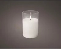 LUMINEO LED Kerze in Weiß mit Timer und Flicker-Effekt, moderne Stumpenkerze für den Tisch, Durchmesser: 10 cm, Höhe: 15 cm - Bild 1