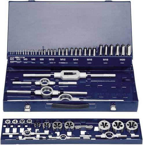 Exact Gewindeschneidsatz 54teilig HSS metrisch in Blau M3 bis M20 - Bild 1