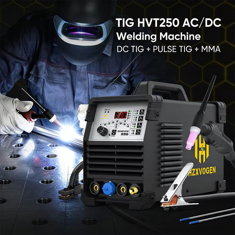 HZXVOGEN HVT250P AC/DC TIG Aluminium-Schweißgerät in Schwarz, 200A Digitales Puls-HF-TIG-Schweißgerät mit MMA ARC und Argon-Funktion, IGBT Inverter-Technologie für Edelstahl inklusive Fußpedal - Bild 2