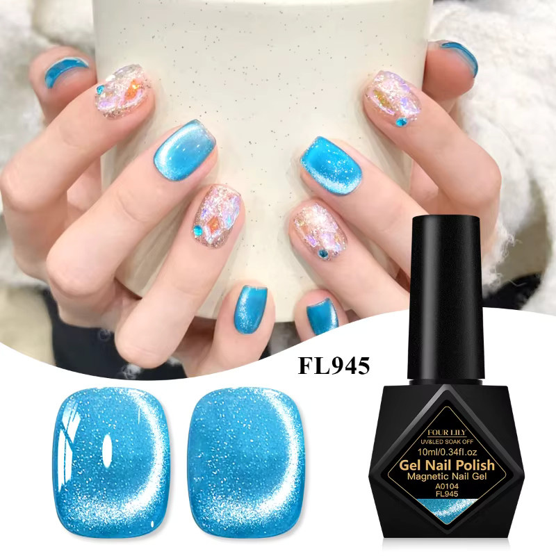 Four Lily Blaue Katze Magnetischer Gel Nagellack Glitter, 10 ml - Bild 2