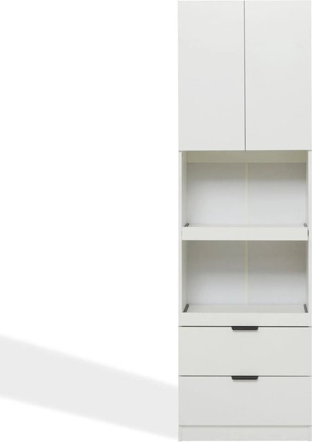okwish Küchenschrank in Weiß mit Schubladen und Kippschutz, moderner Lagerschrank mit mattem Finish, B/T/H: 59,5 x 45 x 200 cm - Bild 1