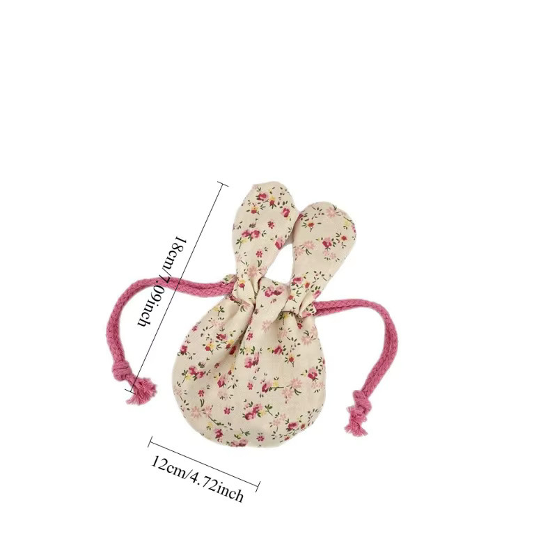 Osterhase Geschenktasche mit Blumenstrauß-Design und Kordelzug in Pink und Multicolour - Bild 2