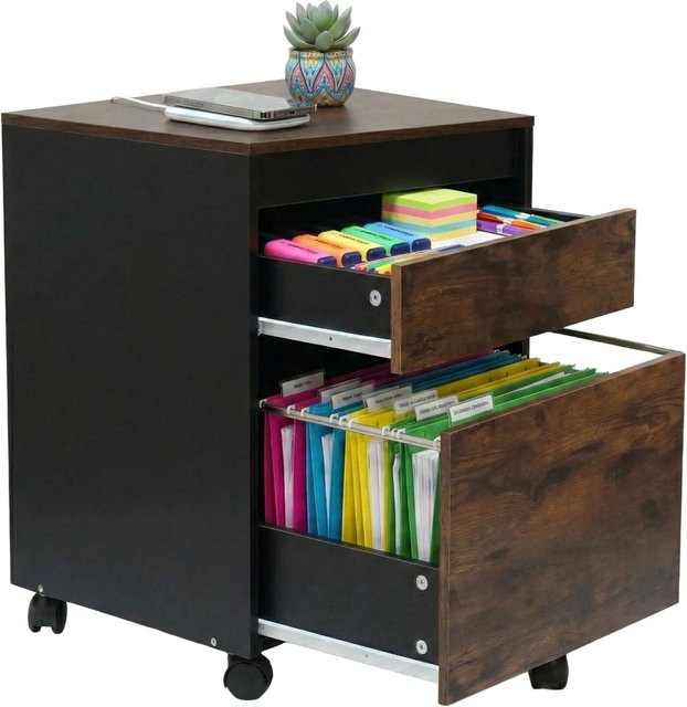 Relaxdays Rollcontainer aus MDF und Kunststoff in Schwarz mit Hängeregister, B/T/H: 57 x 40 x 40 cm - Bild 1