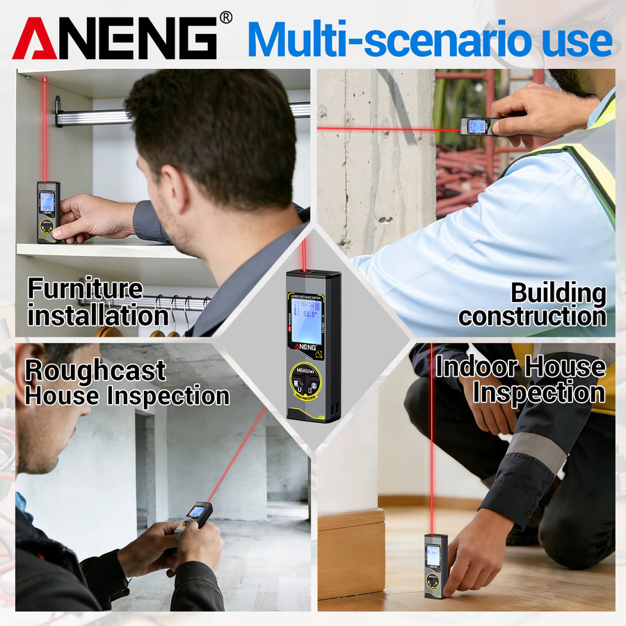 ANENG Laser-Entfernungsmesser T3 T3 Pro T5 T5 Pro in Schwarz mit wiederaufladbarem Akku - Bild 3
