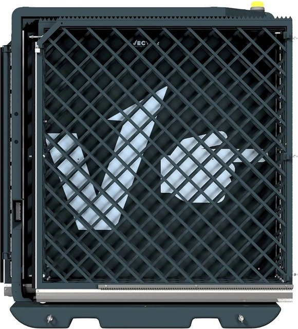 Schake V-Gate Faltbares Schiebetor Bauzaunmodul aus Stahl, Schwarz Matt, Breite: 236 cm, Höhe: 120 cm - Bild 1