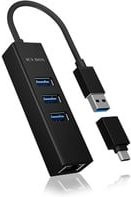 ICY BOX IB-HUB1419-LAN USB-Hub mit 4 Port USB 3.2 Gen 1 und Ethernet/LAN in Schwarz - Bild 1