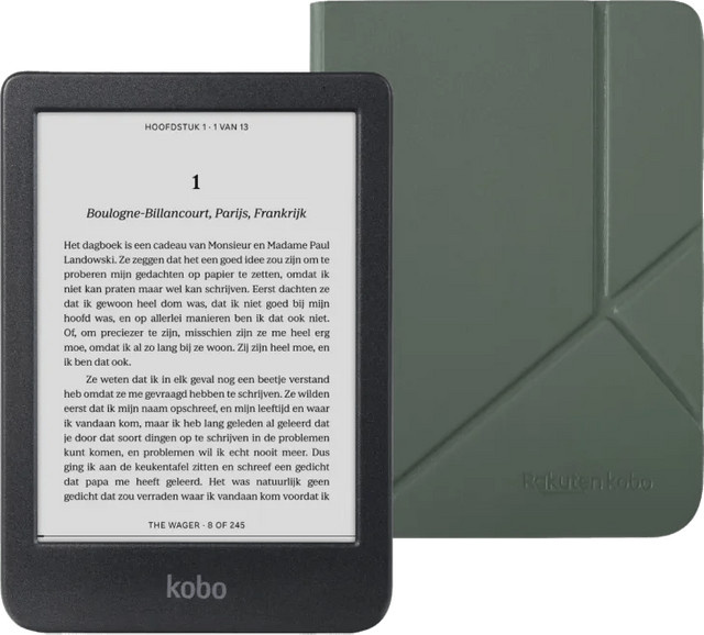 Kobo Clara E-Reader Schwarz mit grünem Sleep Cover und 6 Zoll E-Ink Display - Bild 1
