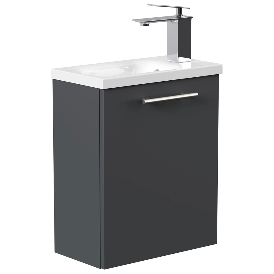 Posseik Badmöbel Pieni Slimline für Gäste-WC in Grafit mit SoftClose und Mineralguss-Waschbecken, Breite: 40 cm - Bild 2