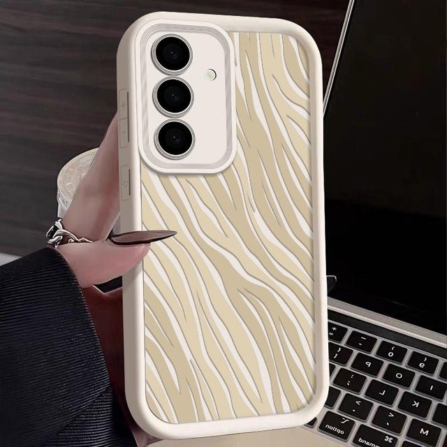 Gestreifte Handyhülle für Samsung Galaxy S24 S23 S22 S21 S20 Ultra und A-Serie in Beige - Bild 1