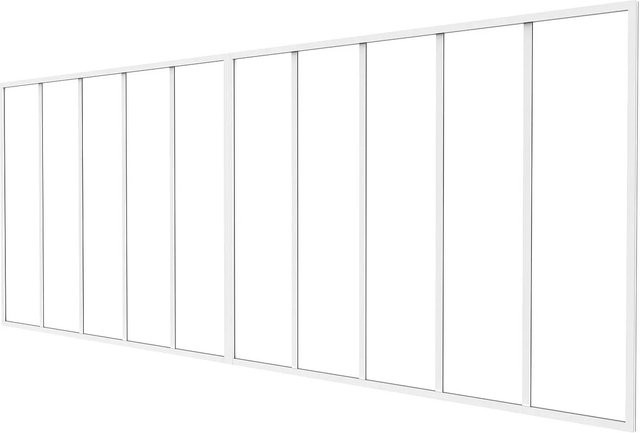 Vente-unique Glaswand Bayview Weiß aus Aluminium und Glas, Breite: 240 cm, Höhe: 105 cm, Tiefe: 105 cm - Bild 1