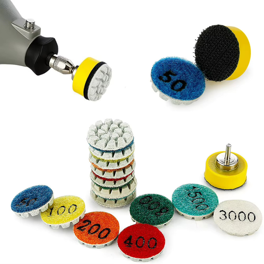 VIBRATITE Runde Schleifscheibe Schwamm Polierpad für Marmor Granit und Beton, Nass-Trockenpuffer, 1 Zoll, Körnung 50 bis 3000 - Bild 2